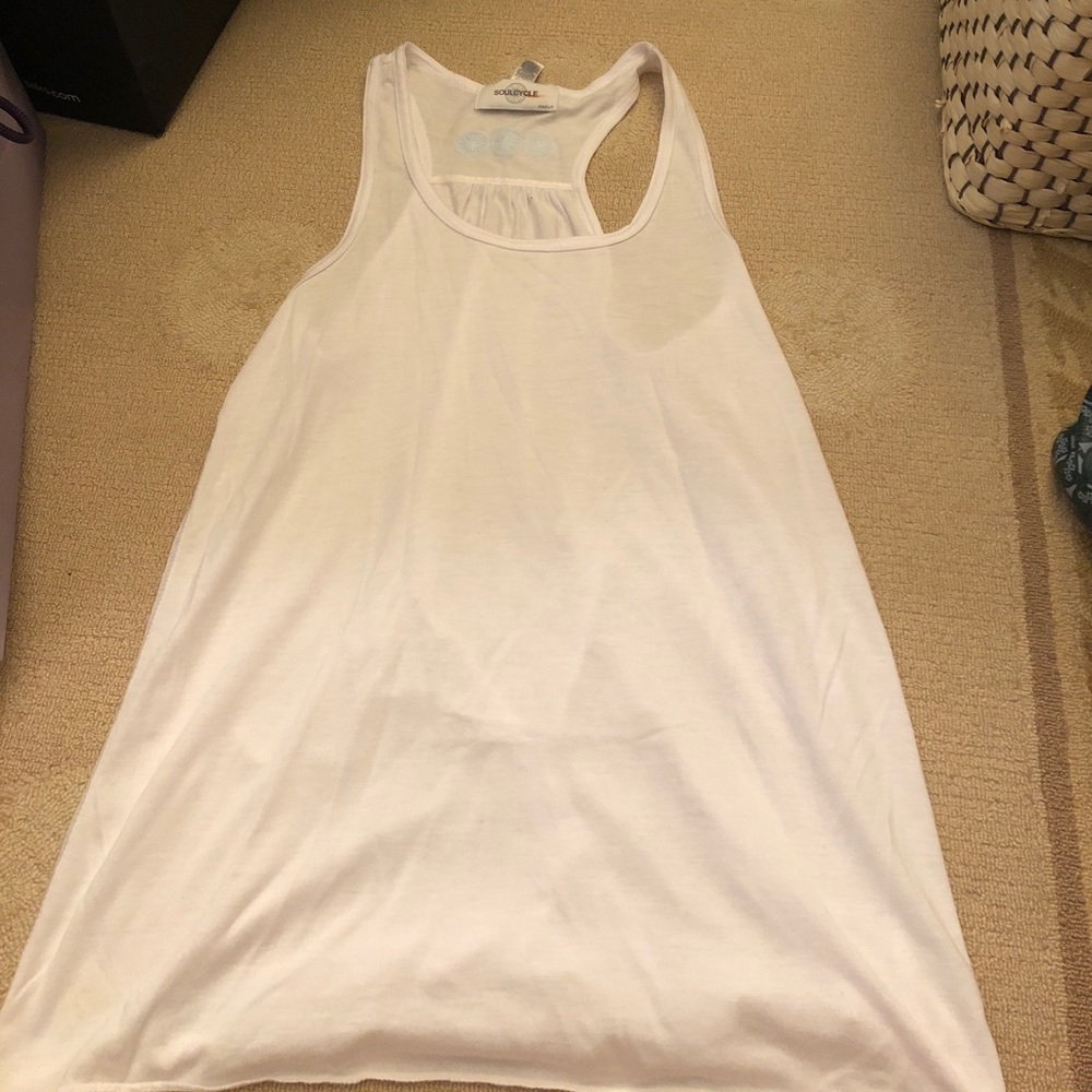 Solid white soul cycle tank top